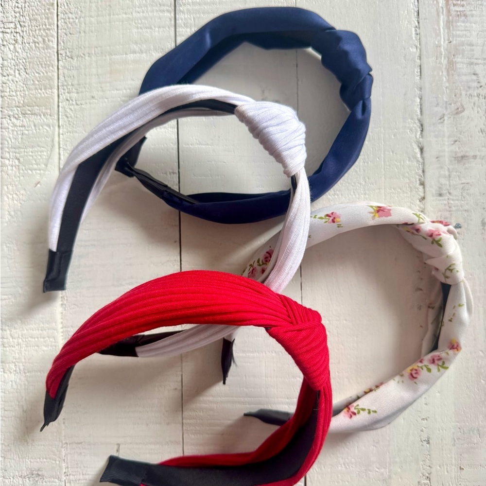 🔥3/$15 red white blue top knot Headband Set & floral headband